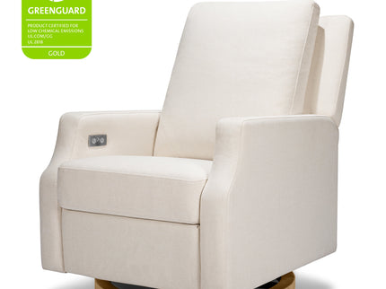M22286PCMEWLB,Namesake,Crewe Electronic Swivel Glider Recliner in Performance Cream Eco-Weave w/Light Wood Base