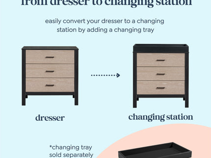 F23223ECWD,Carter's,Radley 3-Drawer Dresser in Ebony & Coastwood