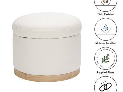 M22885PCMEWLB,Babyletto,Naka Storage Ottoman in Performance Cream Eco-Weave w/ Light wood base
