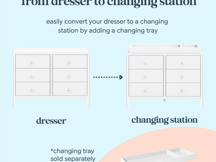 M25126W,DaVinci,Birdie 6-Drawer Dresser in White