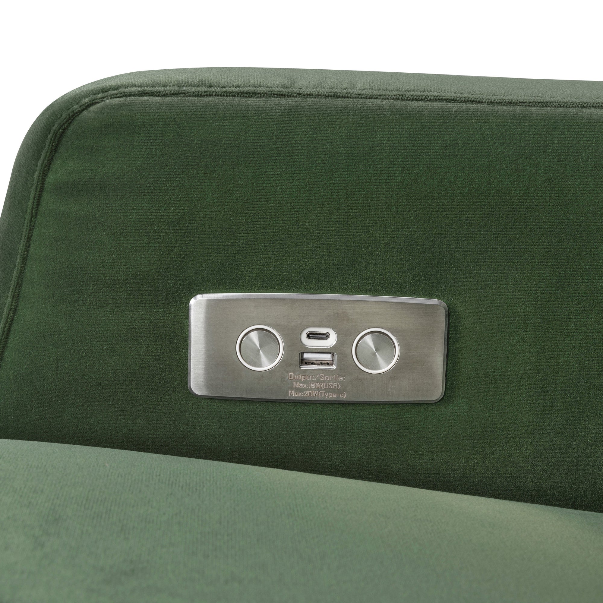 M22286FGVLB,Namesake,Crewe Electronic Swivel Glider Recliner in Forest Green Velvet w/Light Wood Base