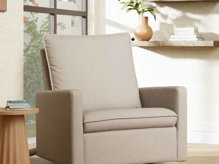 M20984PBEWLB,Babyletto,Cali Pillowback Chair and a Half Glider in Performance Beach Eco-Weave w/ Light Wood Base