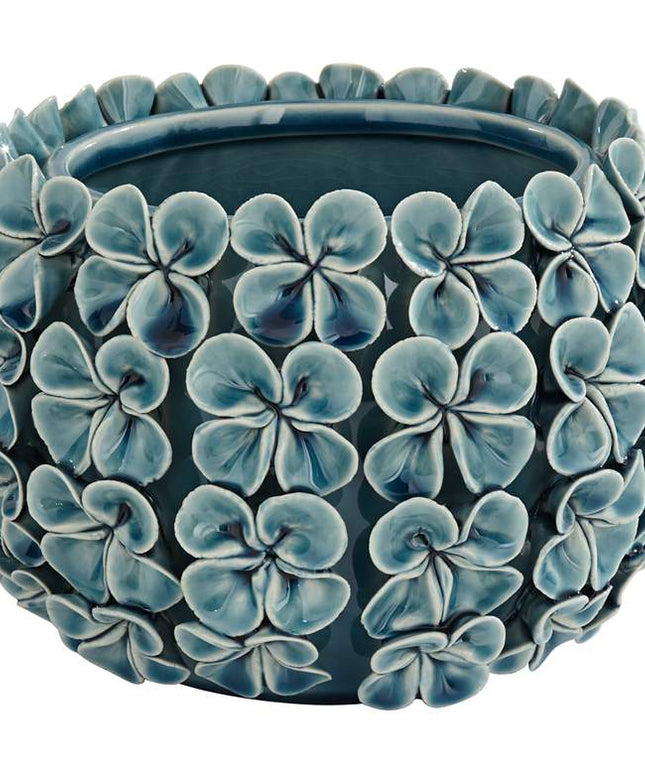 Bloomer 7 1/2" Wide Blue Floral Decorative Vase