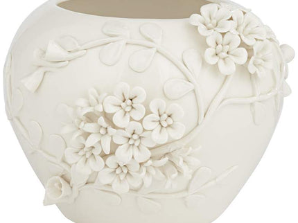 Bloomer 8 3/4" Wide White Glazed Floral Decorative Vase