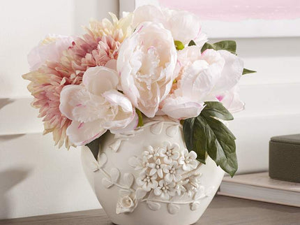 Bloomer 8 3/4" Wide White Glazed Floral Decorative Vase