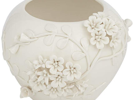 Bloomer 8 3/4" Wide White Glazed Floral Decorative Vase