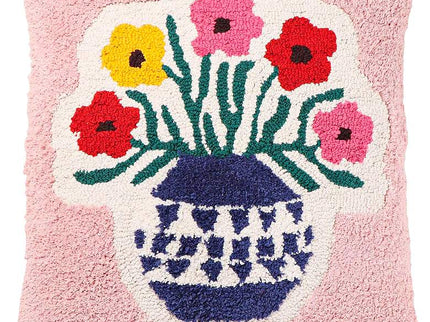 Blossom Flower Vase Tufted 20" Square Accent Pillow