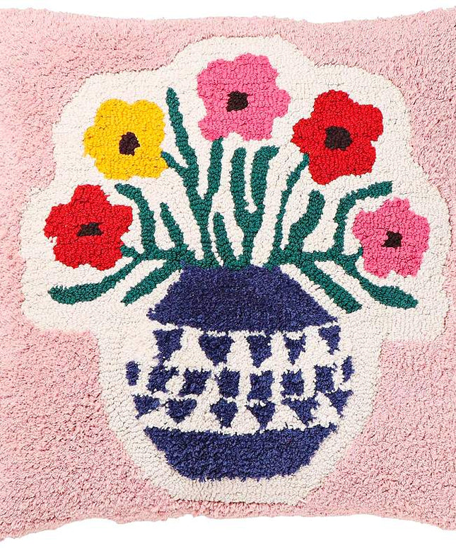 Blossom Flower Vase Tufted 20" Square Accent Pillow Vision