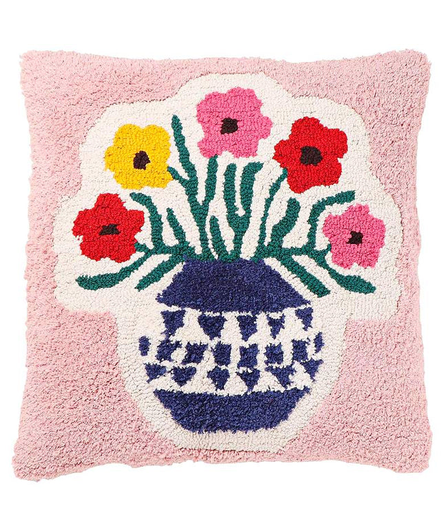 Blossom Flower Vase Tufted 20" Square Accent Pillow