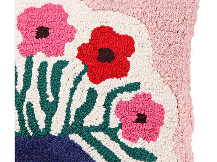 Blossom Flower Vase Tufted 20" Square Accent Pillow