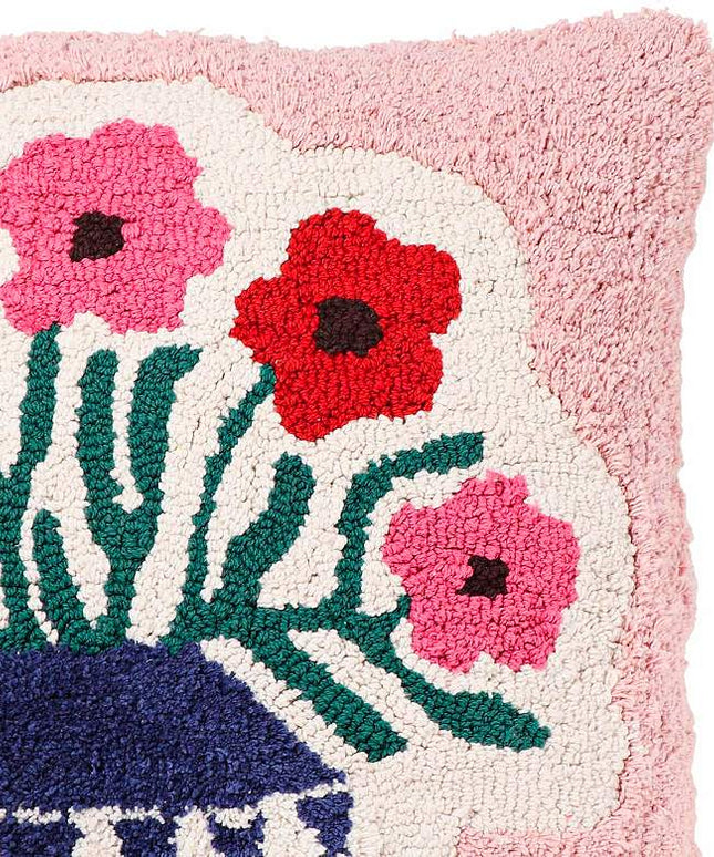 Blossom Flower Vase Tufted 20" Square Accent Pillow