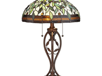 Blossoming Leaf Vine 26" Bronze Tiffany Lamp with Table Top Dimmer