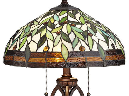 Blossoming Leaf Vine 26" Bronze Tiffany Lamp with Table Top Dimmer