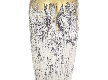 Blythe 14" High Matte Gold and Gray Decorative Vase
