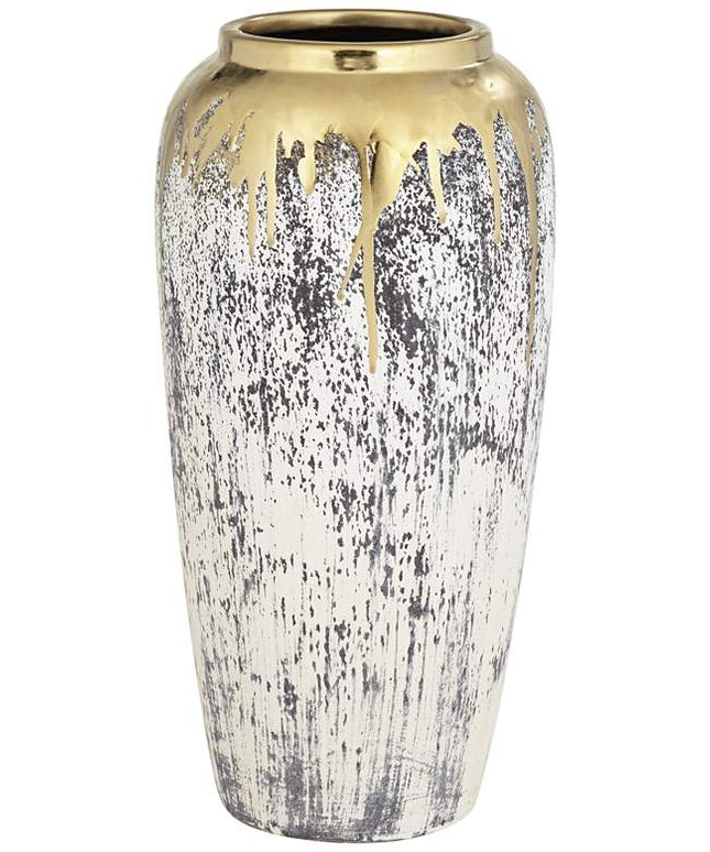 Blythe 14" High Matte Gold and Gray Decorative Vase
