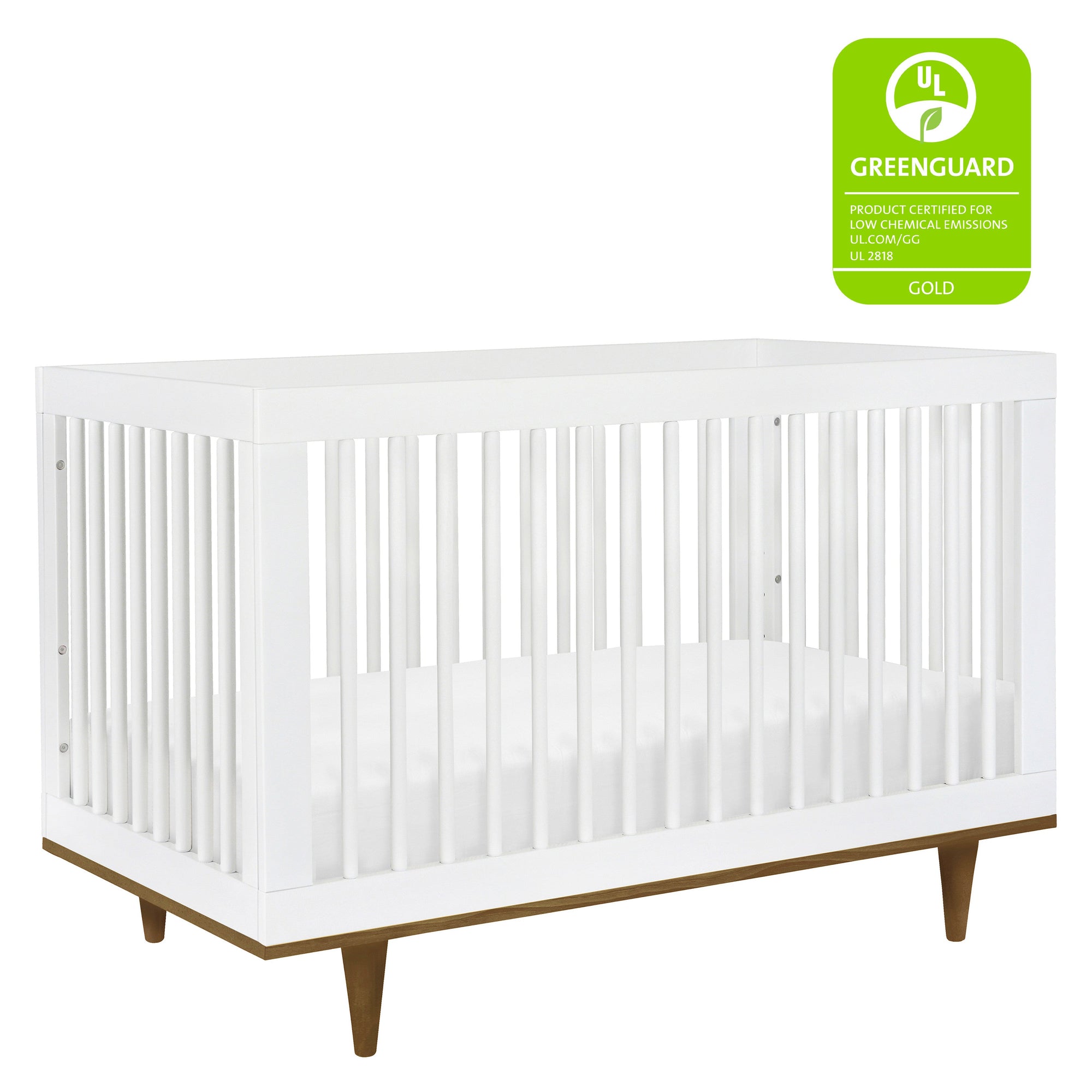 W4901WL,DaVinci,Marley 3-In-1 Convertible Crib in White Finish and Walnut Legs