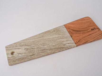 Marble and Acacia Wood Long Charcuterie Board - Tan