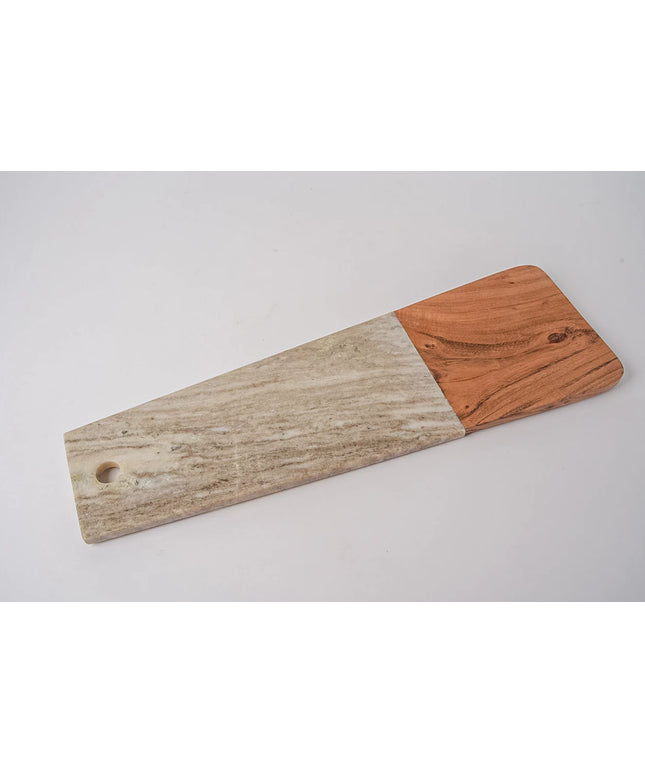 Marble and Acacia Wood Long Charcuterie Board - Tan