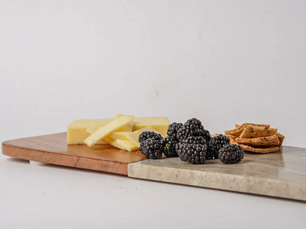 Marble and Acacia Wood Long Charcuterie Board - Tan