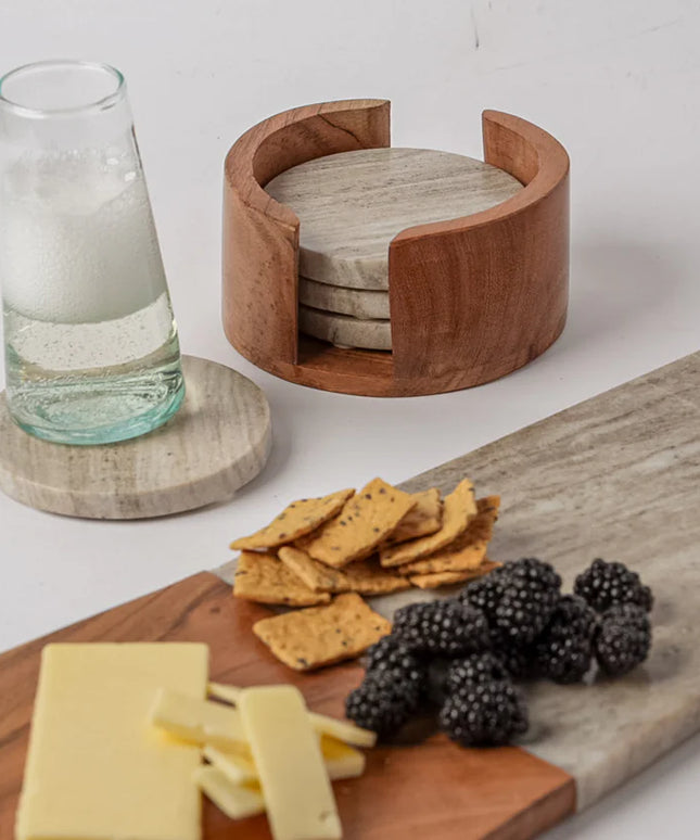 Marble Coasters - Set of 4 - Tan