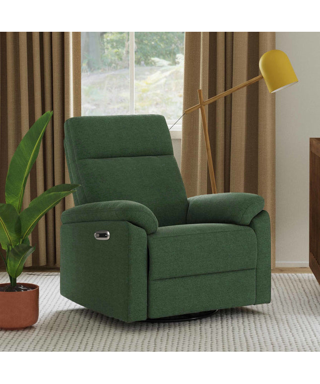 M24388PNG,DaVinci,Suzy Electronic Swivel Recliner in Pine Green