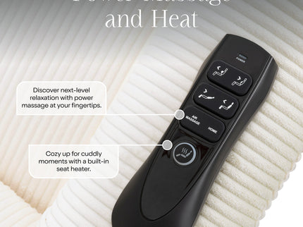 B17183YC,Monogram by Namesake,Willa Deluxe Power Glider Recliner w/Heat&Massage in Ivory Corduroy