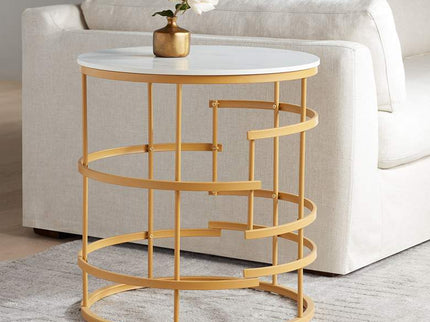 Brassica 23 3/4" Wide Faux Marble and Gold Modern Tea Table