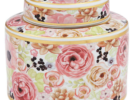Brenna Multi-Color Floral 8" Wide Round Jar with Lid