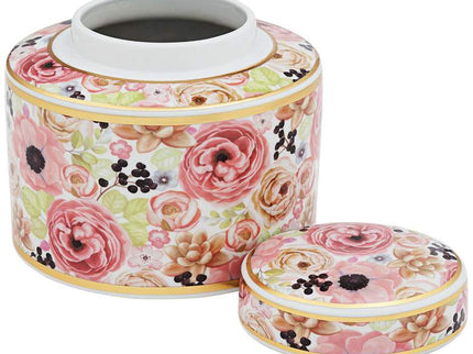 Brenna Multi-Color Floral 8" Wide Round Jar with Lid