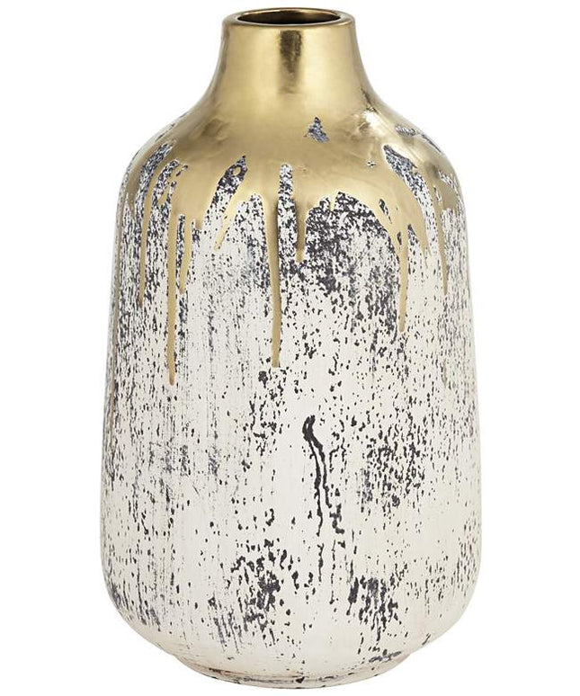 Brisbane 11 1/2" High Matte Gold and Gray Decorative Vase