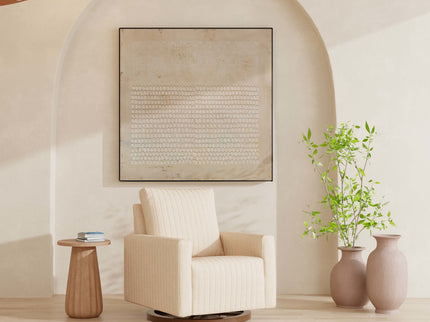 M26687PCMEWDB,Babyletto,Poe Channeled Swivel Glider in Performance Cream Eco-Weave w/ Dark Wood Base