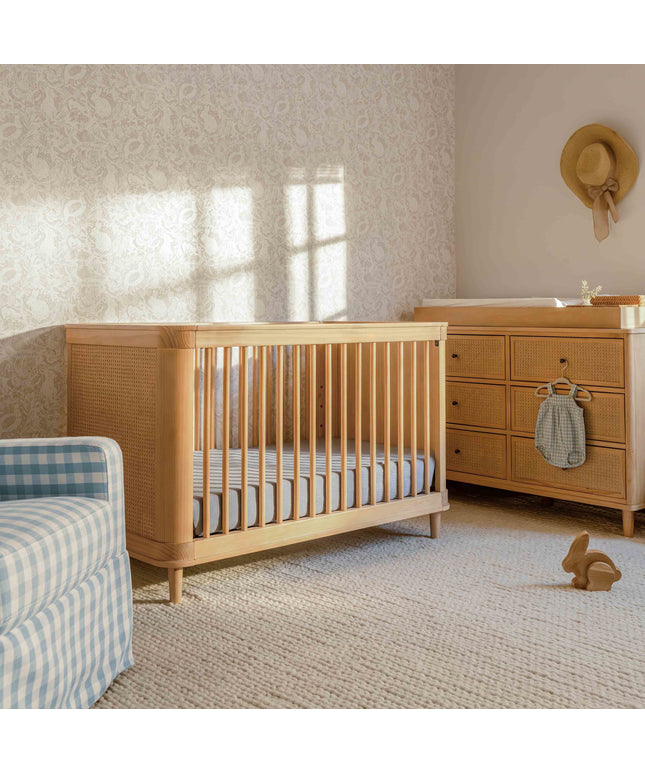 M23701HYHC,Namesake,Marin with Cane 3-in-1 Convertible Crib in Honey and Honey Cane