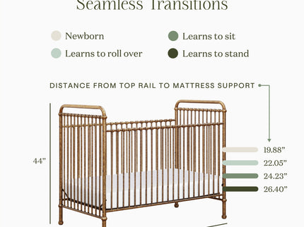 M15501VG,Namesake,Abigail 3-in-1 Convertible Crib in Vintage Gold