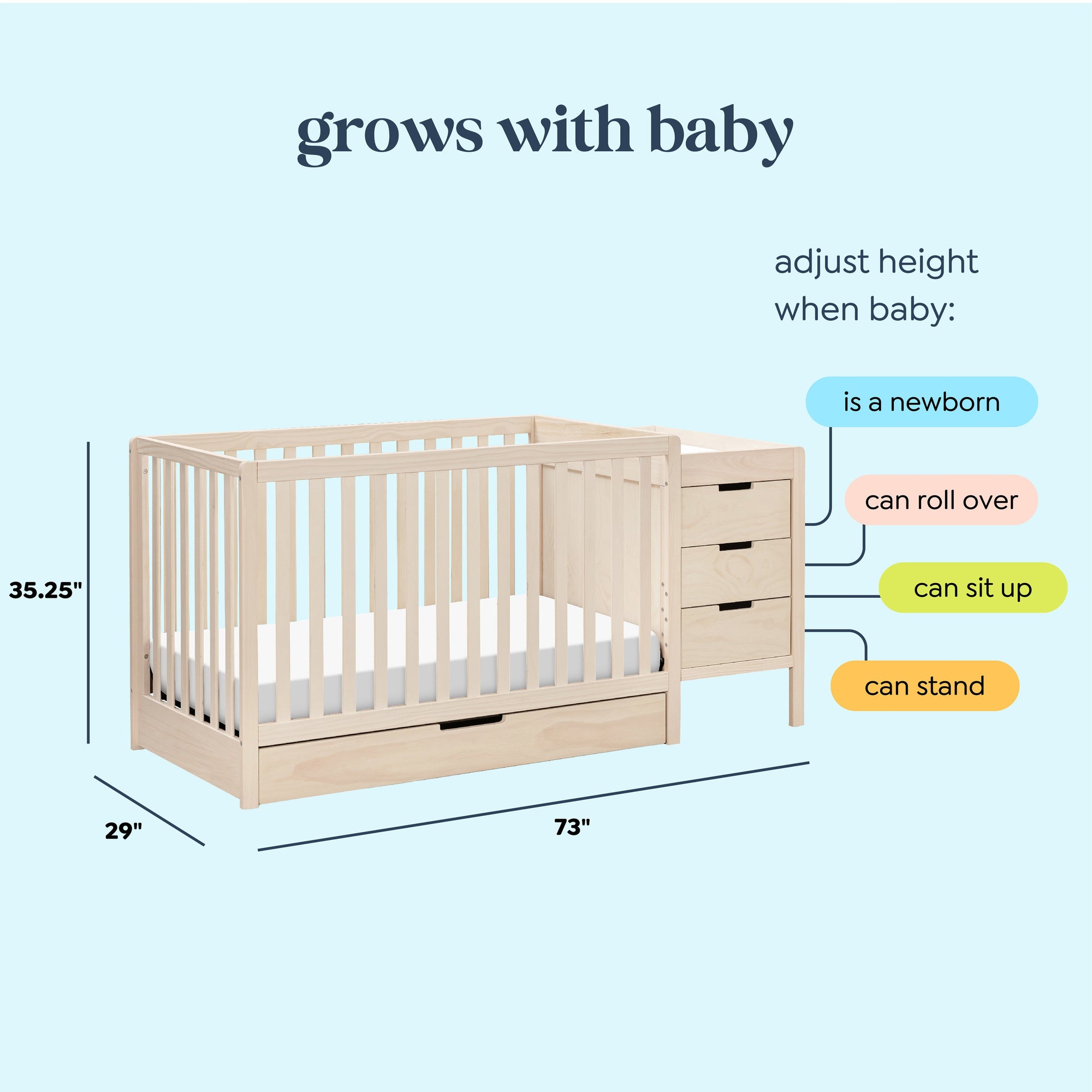 F11991NX,Carter's,Colby 4-in-1 Convertible Crib & Changer Combo in Washed Natural