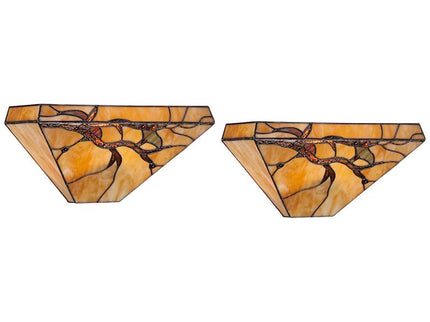 Budding Branch 14" Wide Tiffany-Style Glass Wall Sconce Set of 2