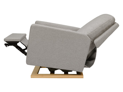 M23085PGEWLB,Babyletto,Sigi Glider Recliner w/ Electronic Control and USB in Performance Grey Eco-Weave w/Light Wood Base