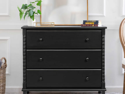 M7323E,DaVinci,Jenny Lind Spindle 3-Drawer Dresser in Ebony Black
