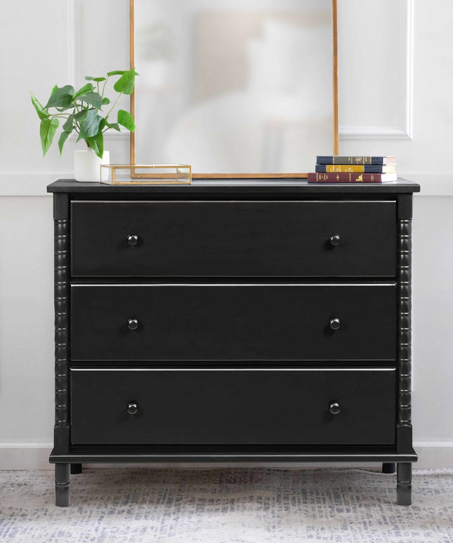 M7323E,DaVinci,Jenny Lind Spindle 3-Drawer Dresser in Ebony Black
