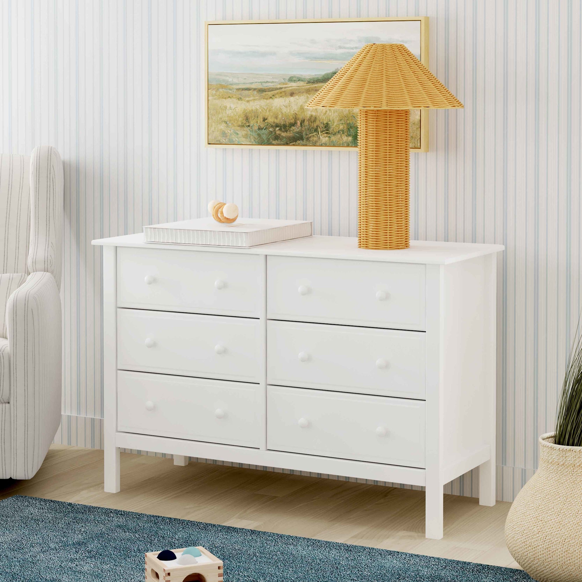 M5966W,DaVinci,Jayden 6-Drawer Double Wide Dresser in White Finish