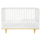 W4901WN,DaVinci,Marley 3-In-1 Convertible Crib in White Finish and Natural Legs
