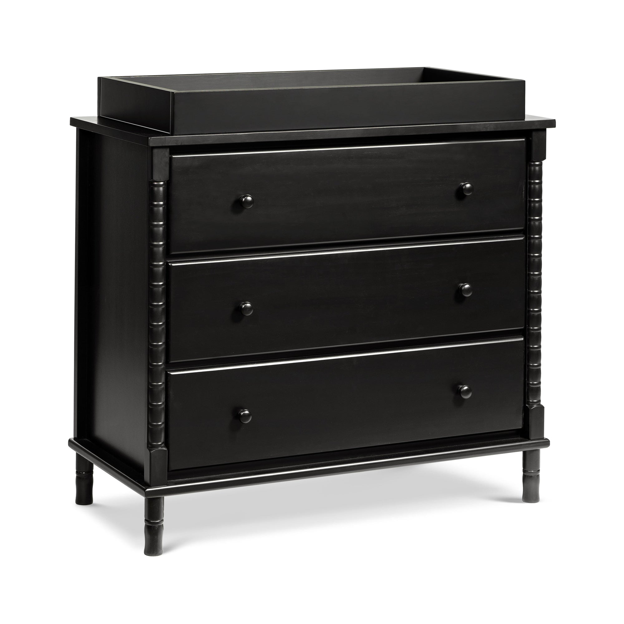 M7323E,DaVinci,Jenny Lind Spindle 3-Drawer Dresser in Ebony Black