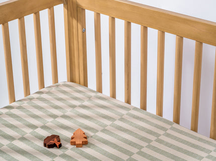 T30533,Babyletto,Moss Stripe Muslin All-Stages Midi Crib Sheet in GOTS Certified Organic Cotton