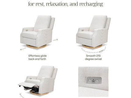 M22286FCSLB,Namesake,Crewe Electronic Swivel Glider Recliner in Fog Chatham Stripe Performance Eco-Weave w/LB