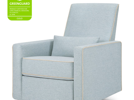 M10887HBLCM,DaVinci,Piper Recliner in Heathered Blue w/ Cream Piping