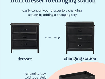 M12823E,DaVinci,Charlie 3-Drawer Dresser in Ebony