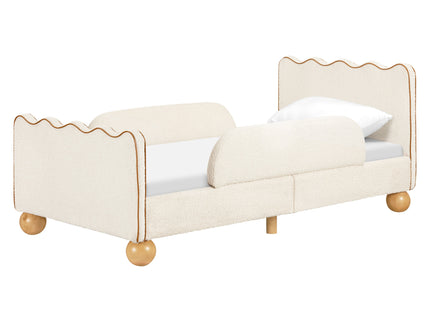 M31369PWBTAN,Babyletto Kids,Rizo Twin Bed in Performance Ivory Boucle w/ VTan Leather Piping