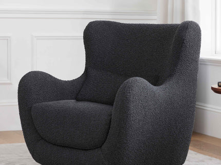 M24187BKBBB,Nursery Works,Solstice Swivel Glider in Black Boucle w/Black Wood Base