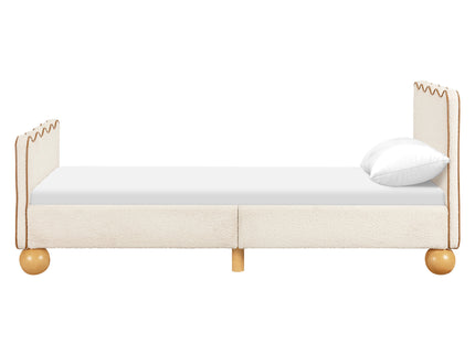 M31369PWBTAN,Babyletto Kids,Rizo Twin Bed in Performance Ivory Boucle w/ VTan Leather Piping