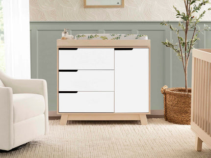 M4223NXW,Babyletto,Hudson 3-Drawer Changer Dresser w/Removable Changing Tray in WashedNatural/White