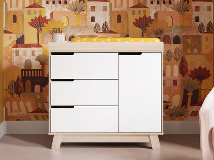 M4223NXW,Babyletto,Hudson 3-Drawer Changer Dresser w/Removable Changing Tray in WashedNatural/White